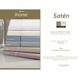Ihome 300 thread count 100% cotton sateen sheet set