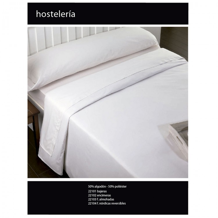 Hospitality pillow cover 50% cotton 50% polyester.